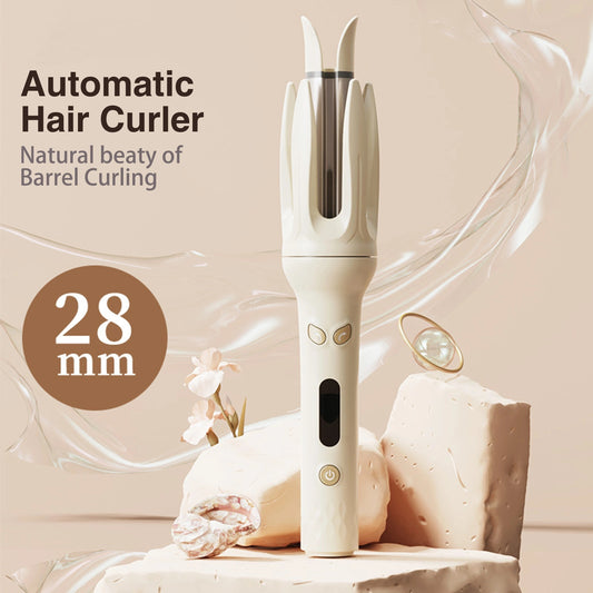 Automatic Hair Curler, 28mm Barrel, 4 Temperature Modes, Negative Ion Generator, Smart Timer And Sensor, Auto Off For Safety